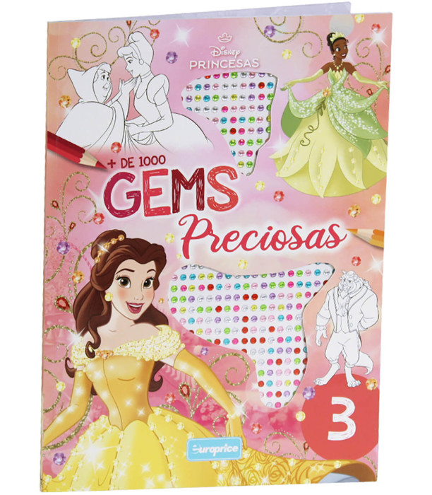 CARTE DE COLORAT DISNEY PRINCESS 24 PAGINI + 1000 PIETRICELE STRĂLUCITOARE 4 TIPURI Europrice