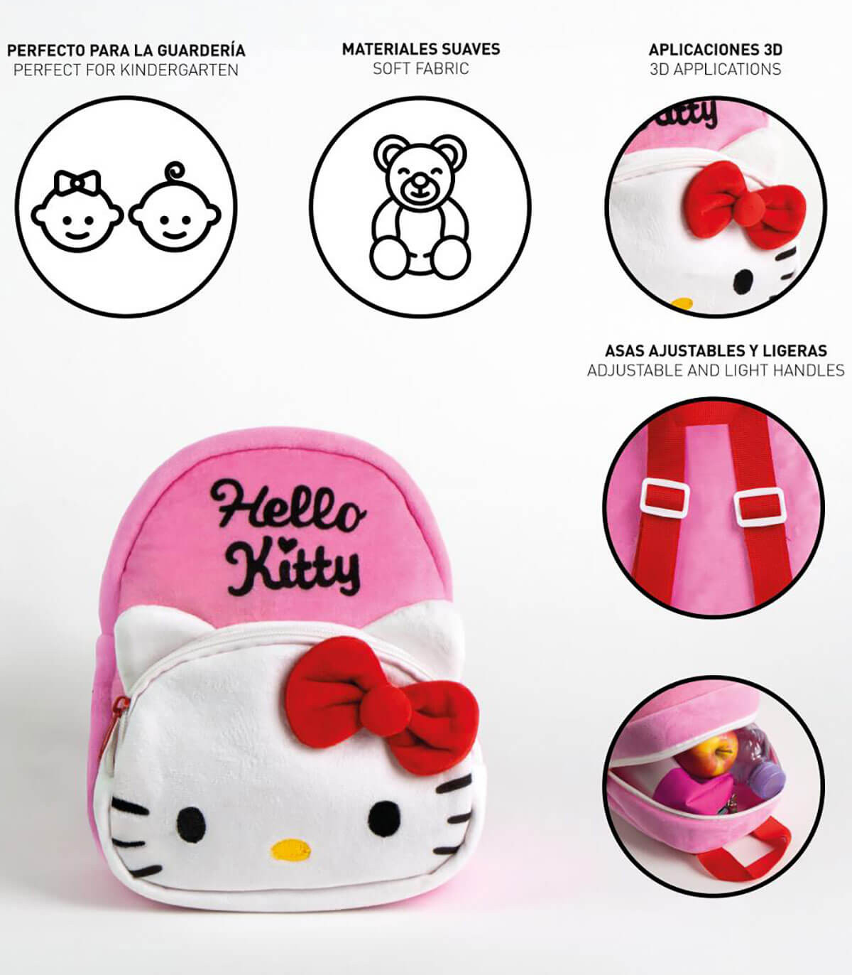 RUCSAC PREMIUM DE PLUȘ PENTRU COPII HELLO KITTY 22X18 CM Cerda