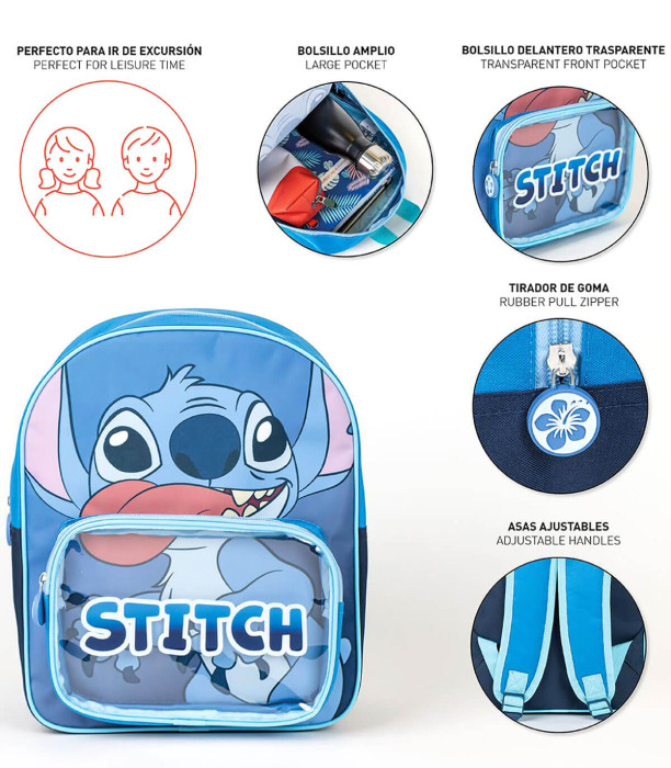 RUCSAC PENTRU COPII CU BUZUNAR FRONTAL STITCH 30X25 CM Cerda