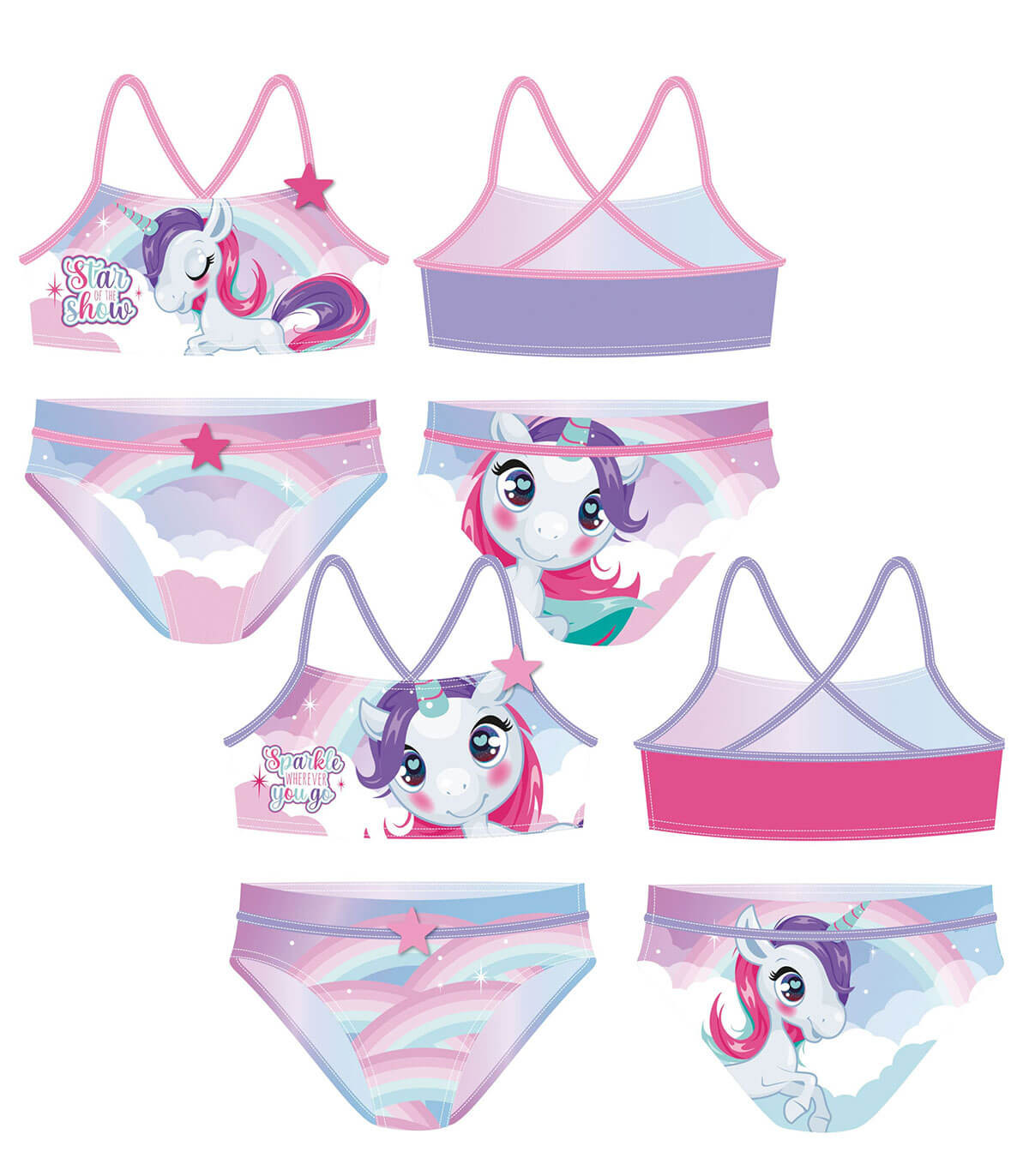 COSTUM DE BAIE PENTRU COPII 2 PIESE UNICORN 2-4-6 ANI. Arditex
