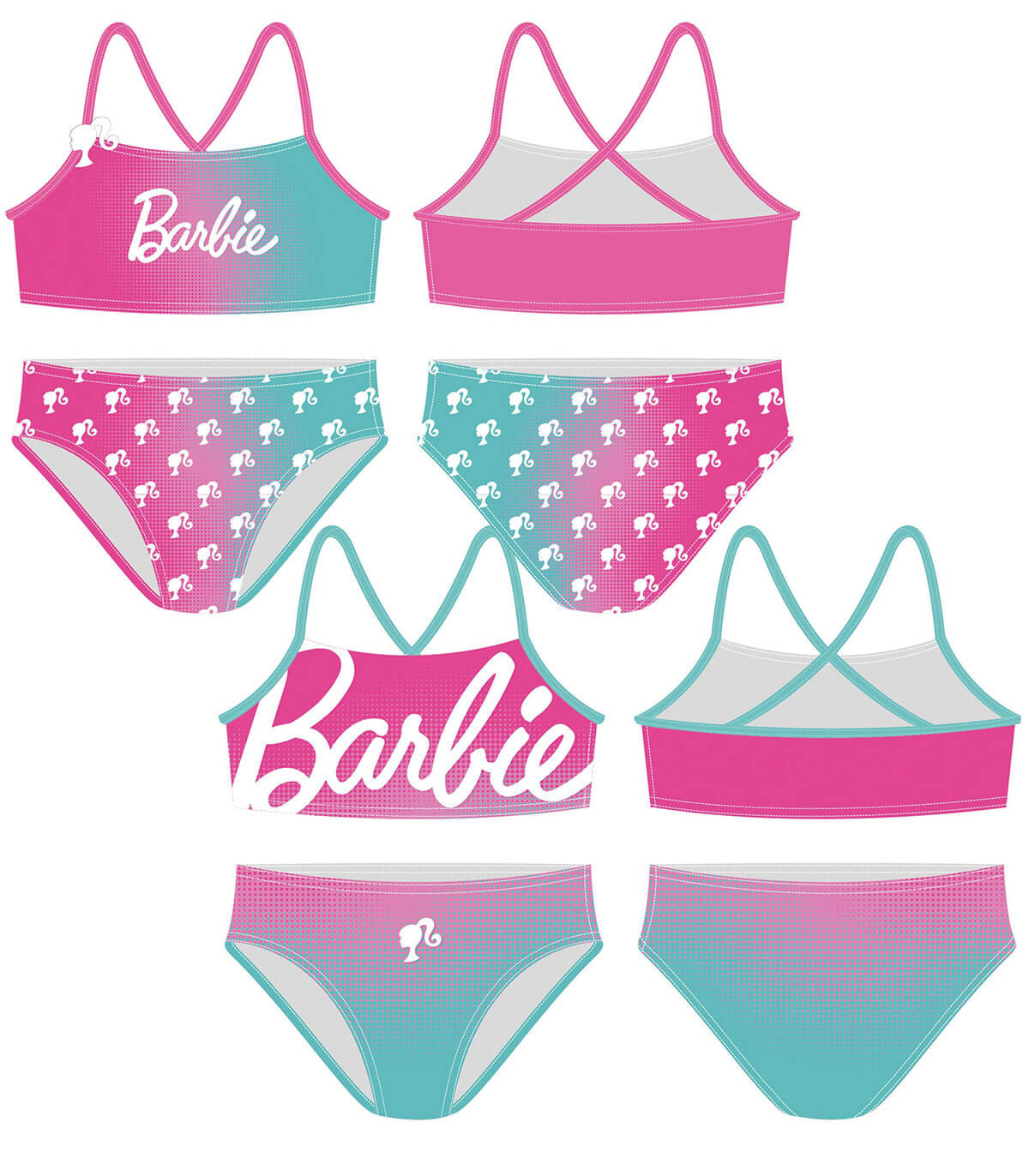 COSTUM DE BAIE PENTRU COPII 2 PIESE BARBIE 2-4-6 ANI Arditex