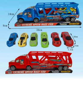 AUTOCAMION PENTRU COPII CU 2 MAȘINI SPORT ÎN BLISTER Armtoys