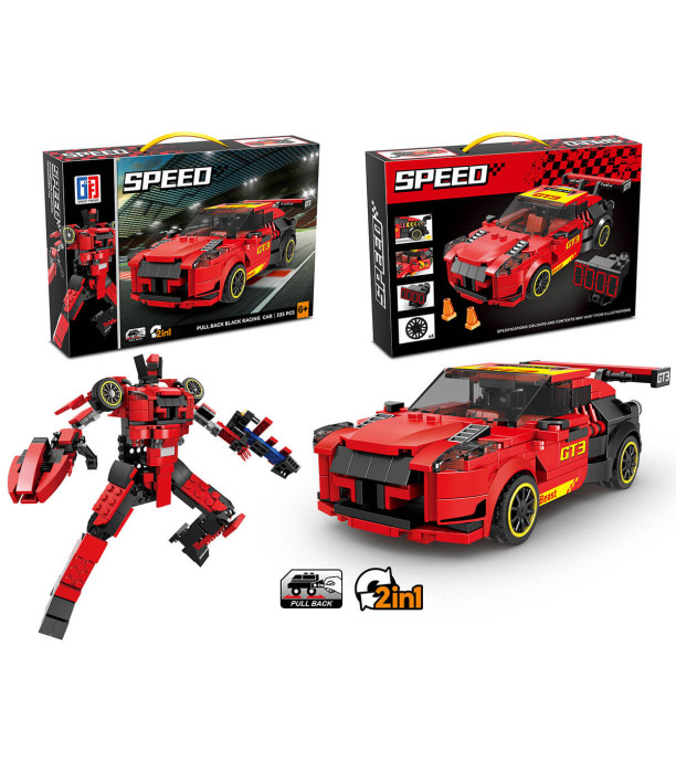 CONSTRUCTOR PENTRU COPII TRANSFORMER 2 ÎN 1, 335 PIESE ROȘU Armtoys