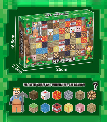 CUBURI MAGNETICE PENTRU COPII MINECRAFT 100 PIESE Armtoys