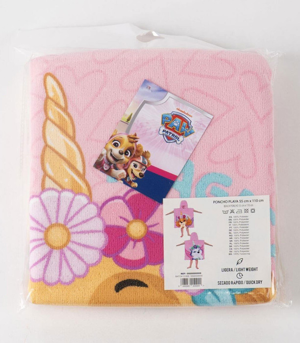 PONCHO DE BAIE PENTRU COPII PAW PATROL SKY 55X54 CM Cerda