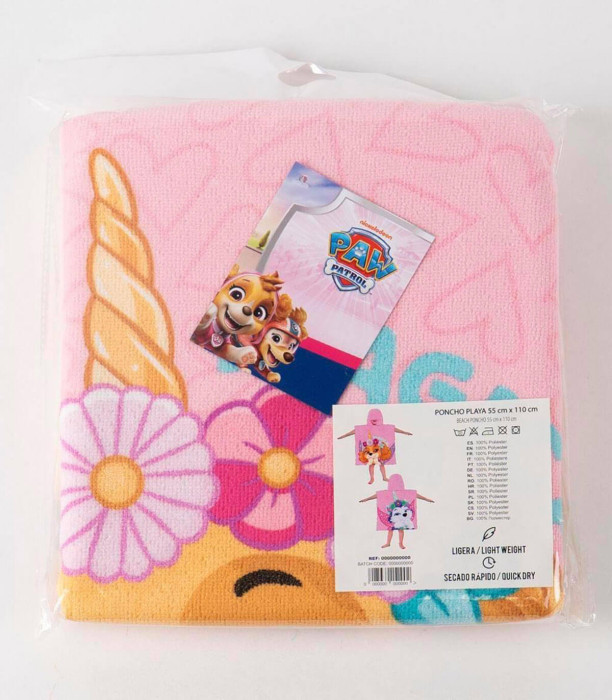 PONCHO DE BAIE PENTRU COPII PAW PATROL SKY 55X54 CM Cerda