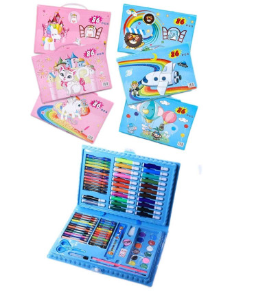 CHILDREN'S DRAWING SET 86 PCS IN SUITCASE 2 TYPES 