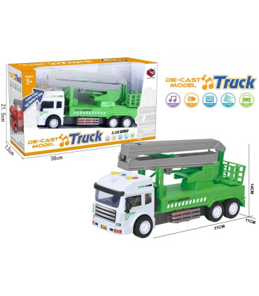 CAMION PENTRU COPII CU ELEVATOR + SUNET ÎN CUTIE Armtoys