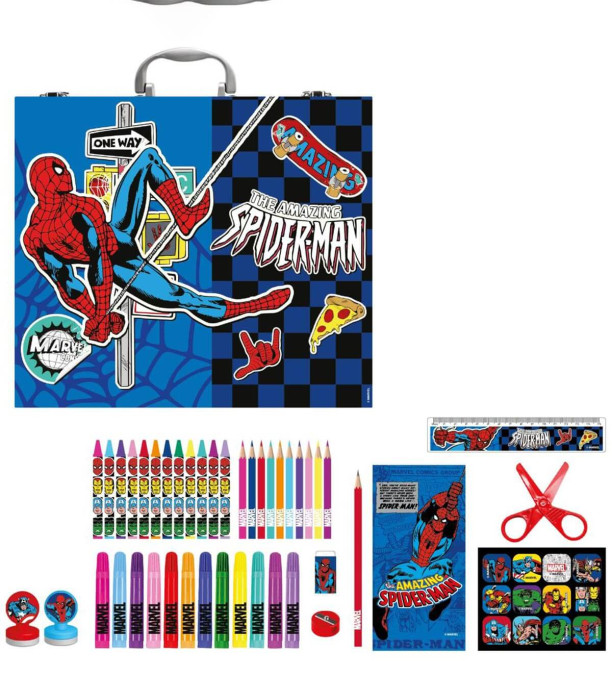 SET DE DESEN ÎN GEANTĂ CU MÂNER METALIC SPIDERMAN