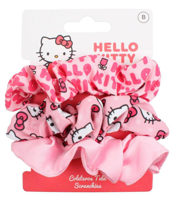 ELASTICE SCRUNCHIE 3 BUCĂȚI PE CARTON HELLO KITTY