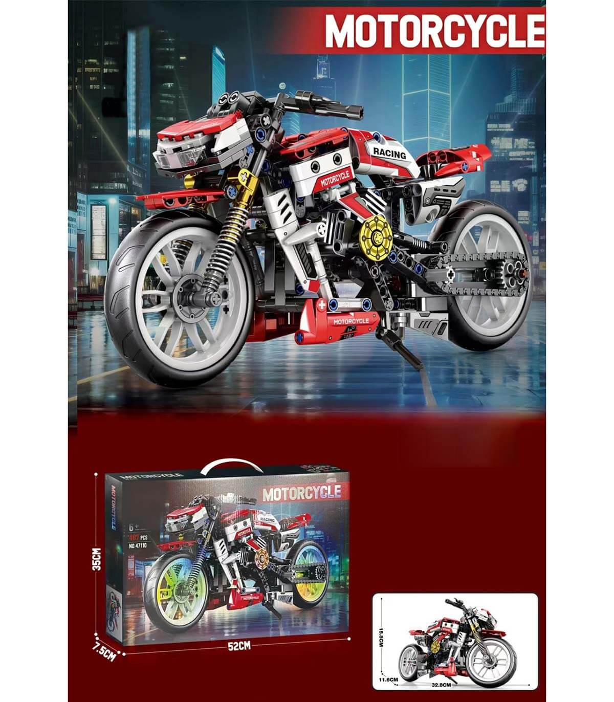 CONSTRUCTOR MOTOR ROȘU MARE 467 PIESE