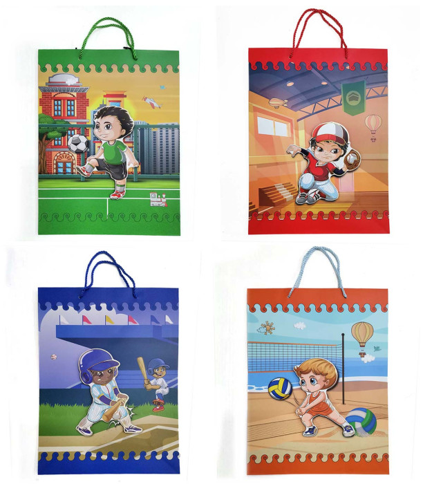 GIFT BAG 3D ATHLETES 40x30 CM 4 TYPES