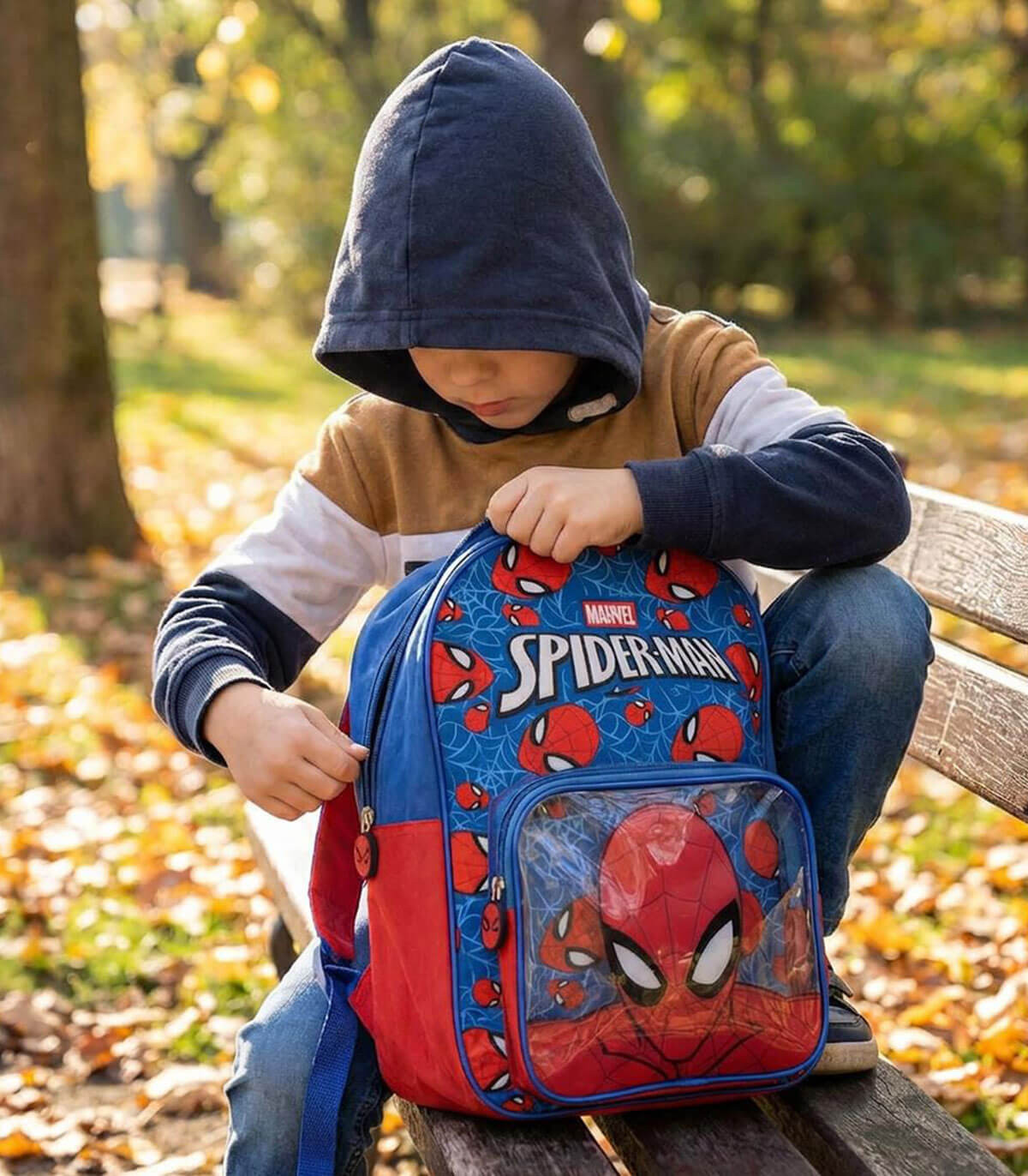 RUCSAC PENTRU COPII CU BUZUNAR FRONTAL SPIDERMAN