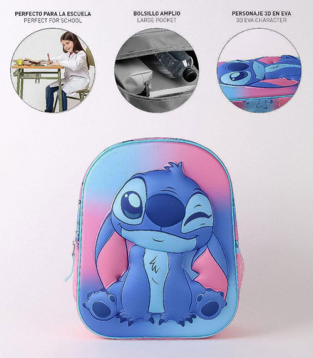 RUCSAC COPII 3D STITCH ROZ