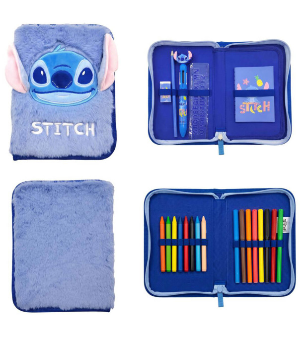 FLUFFY PENCIL CASE WITH 2 COMPARTMENTS STITCH