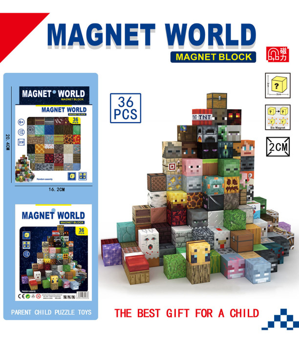 CUBURI MAGNETICE MINECRAFT 36 PIESE