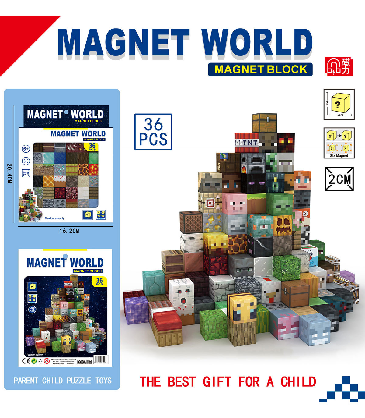CUBURI MAGNETICE MINECRAFT 36 PIESE