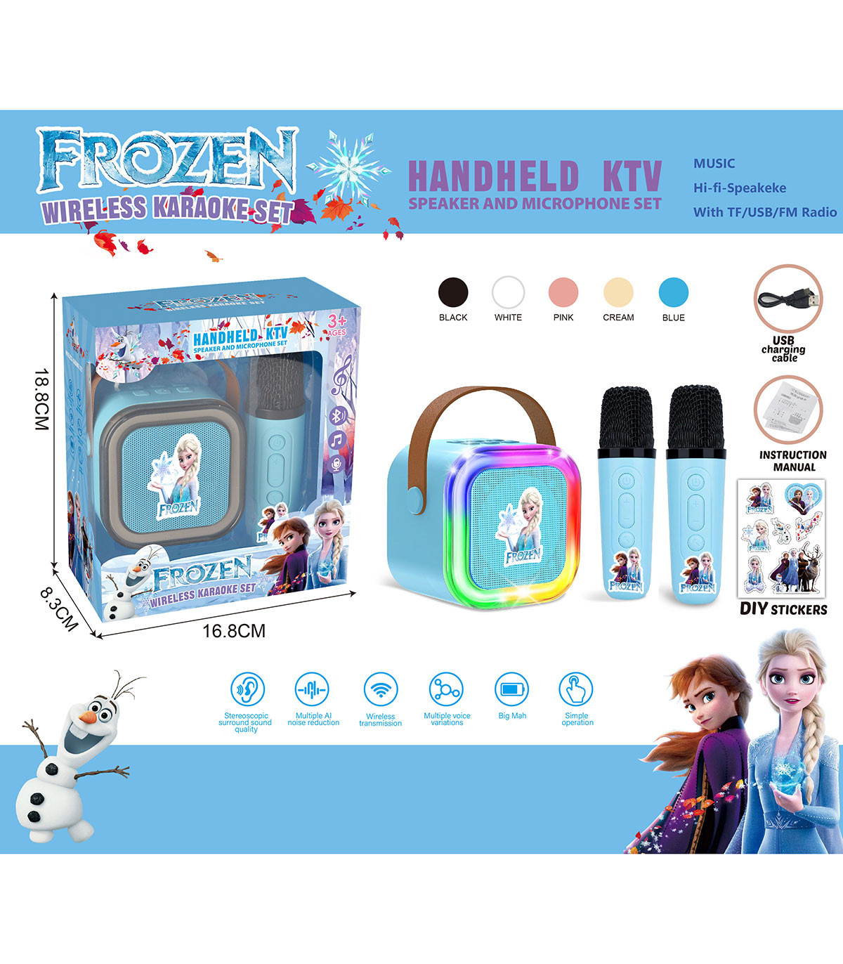 2 MICROFOANE KARAOKE CU BOXĂ FROZEN