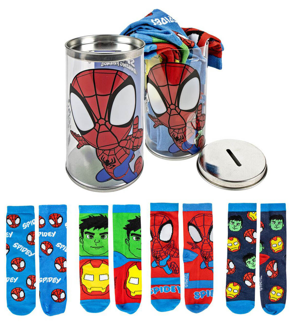 CHILDREN'S SOCKS 4 PAIRS SPIDEY IN A JAR 23/34