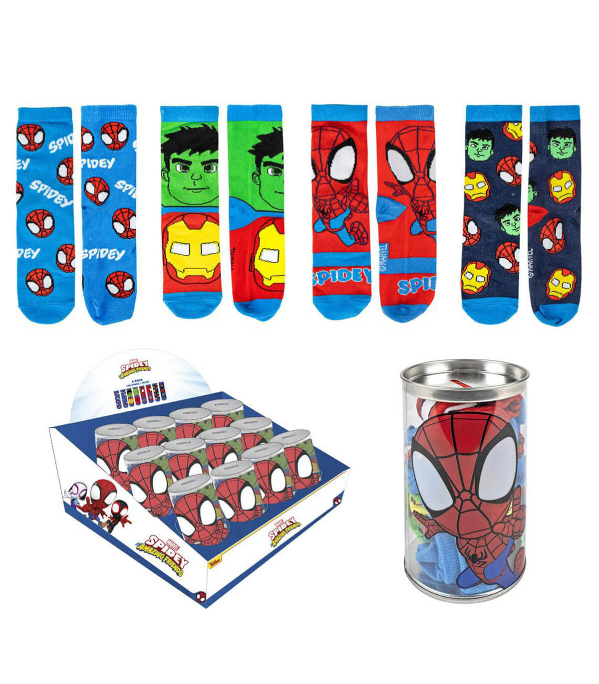 CHILDREN'S SOCKS 4 PAIRS SPIDEY IN A JAR 23/34