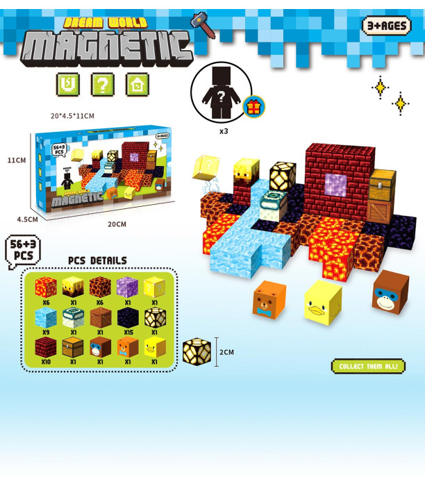 MAGNETIC CONSTRUCTION SET, 56 PIECES, MINECRAFT