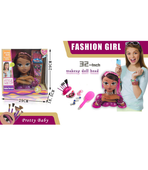 CAP PĂPUȘĂ PENTRU MACHIAJ ȘI ACCESORII - SET DE COAFAT ȘI ÎNFRUMUSEȚARE