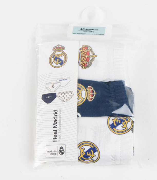 SLIPPERS, 3 PAIRS PER PACKAGE, REAL MADRID, AGES 2-8 YEARS