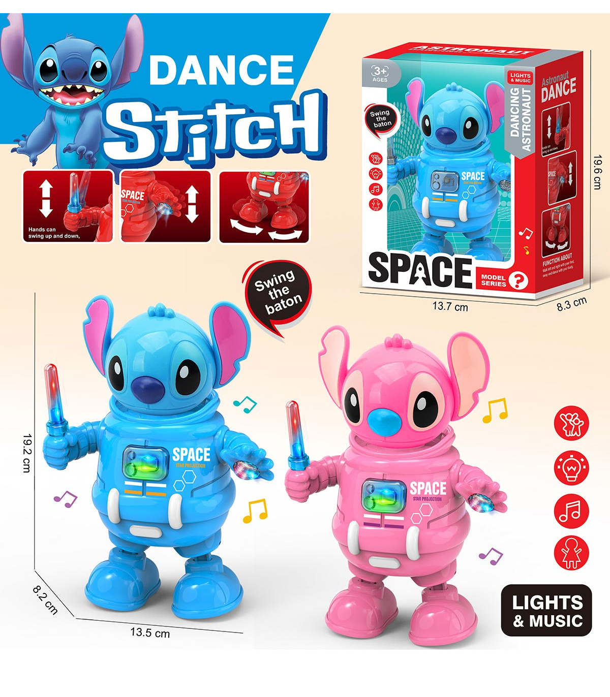WALKING MUSICAL ROBOT SPACE STITCH