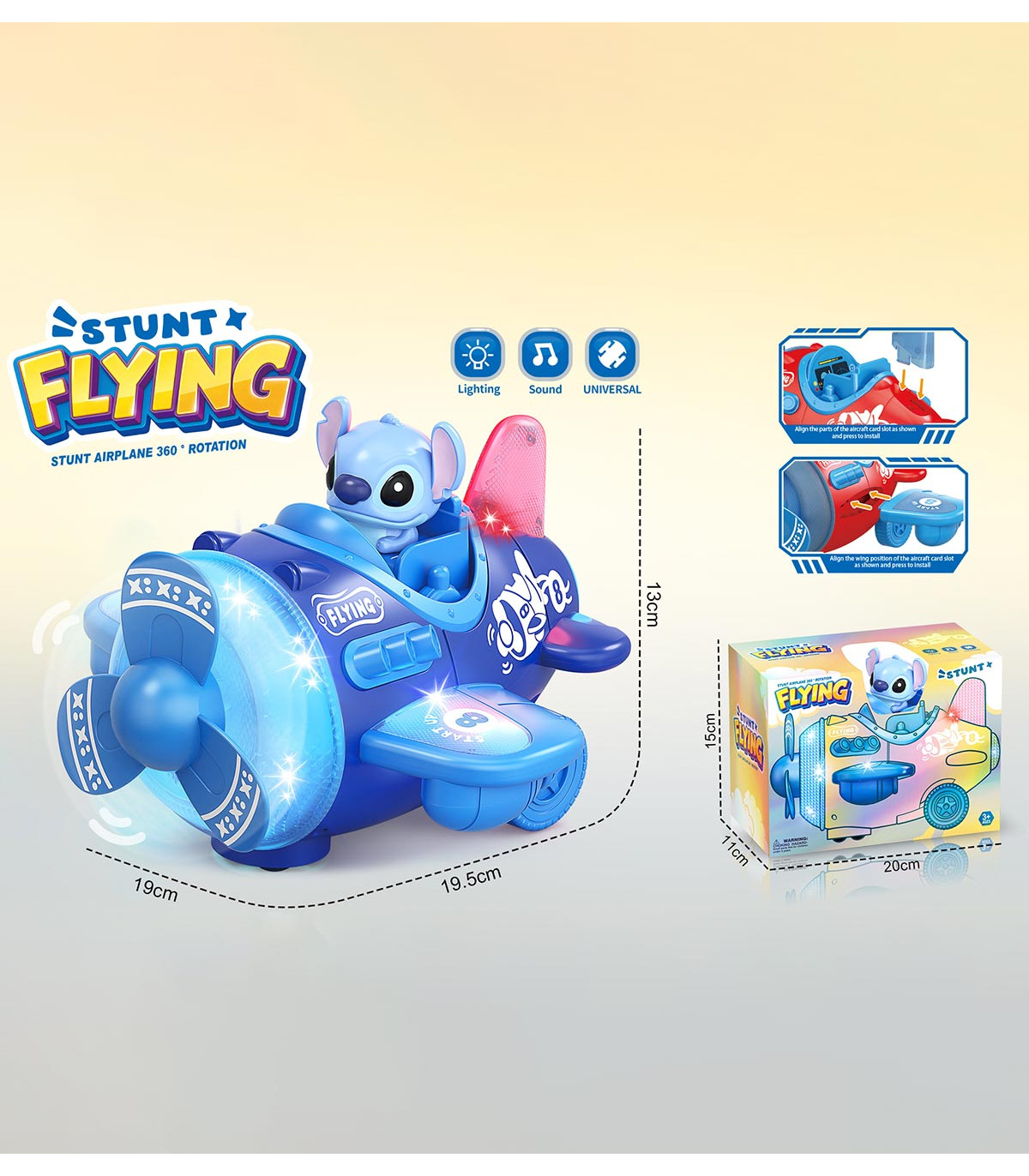 AVION MUZICAL CU ELICE ȘI FIGURINĂ STITCH