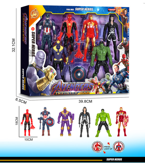 SUPERHEROES 6 PIECES IN A LARGE BOX