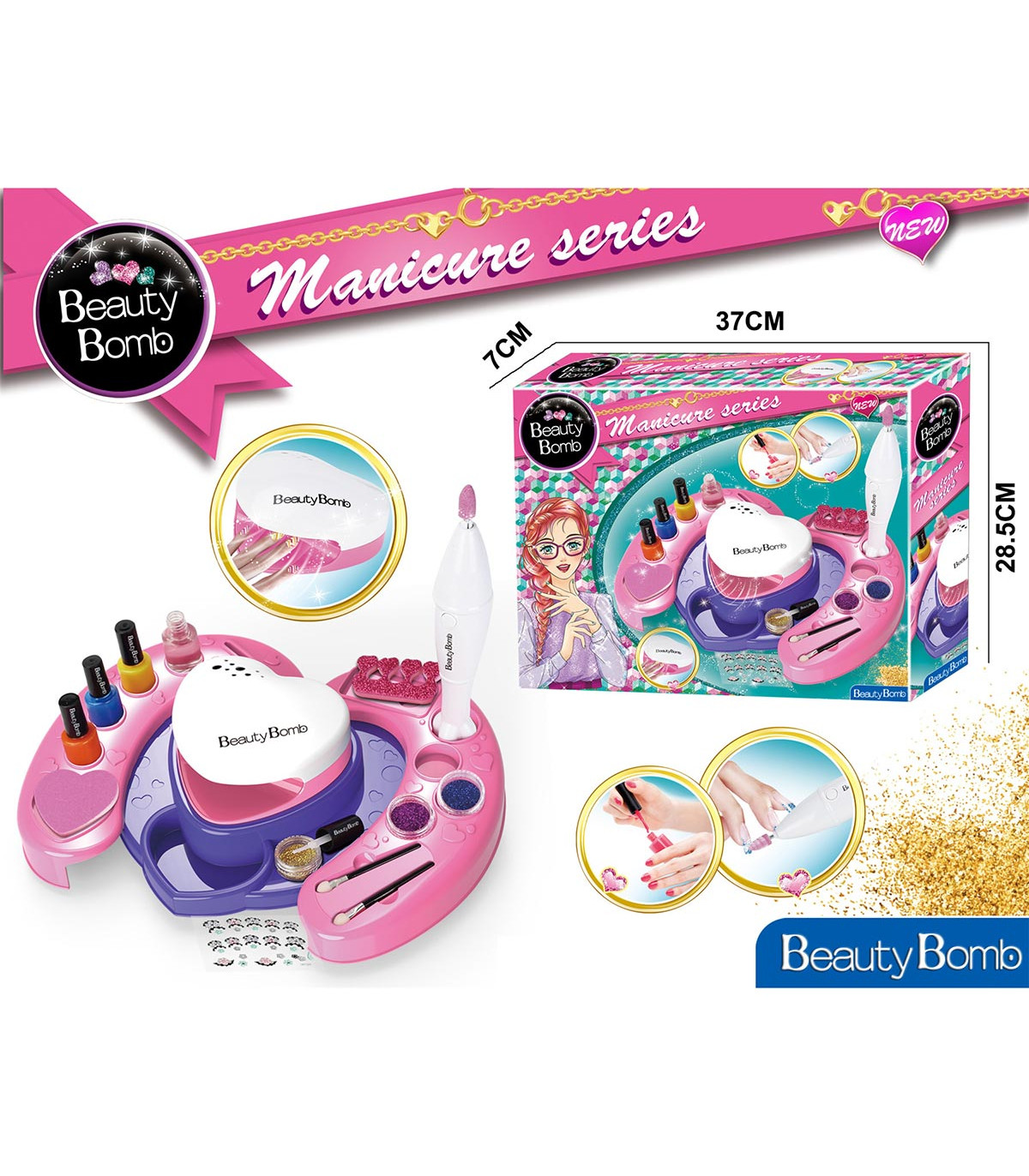 SET MARE PENTRU MANICHIURĂ CU LAMPĂ UV ÎN CUTIE