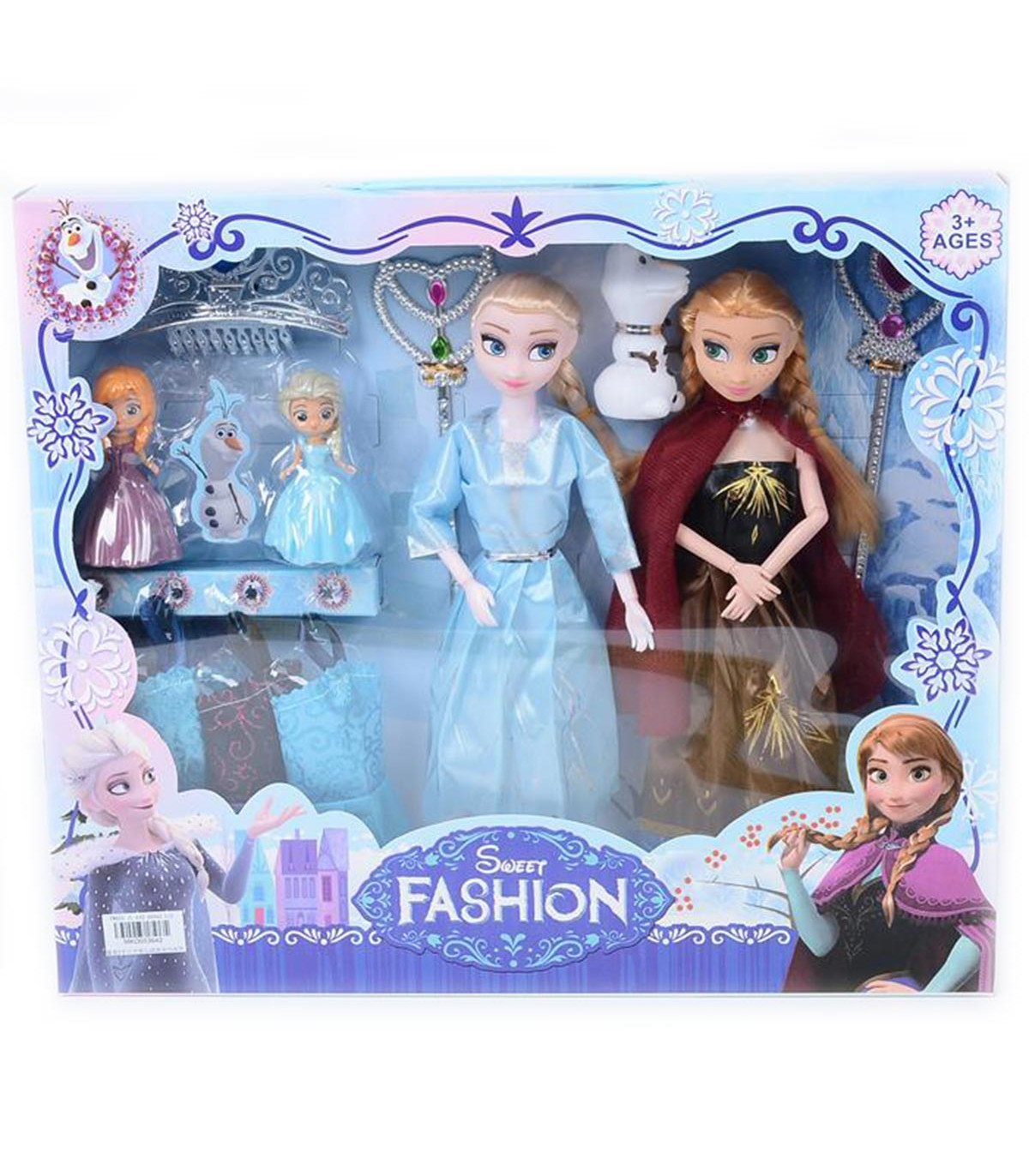 2 Frozen Kingdom Dolls with Small Dolls and Olaf