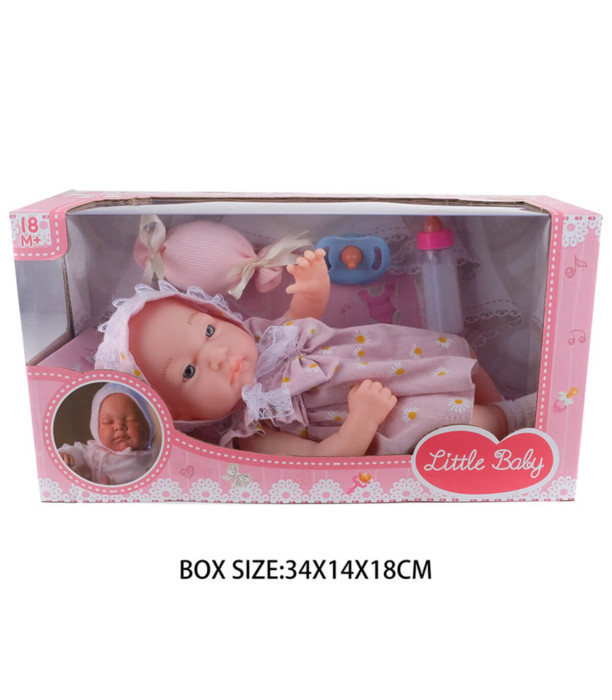 Păpușă bebeluș cu oliță și accesorii în cutie, 33 cm