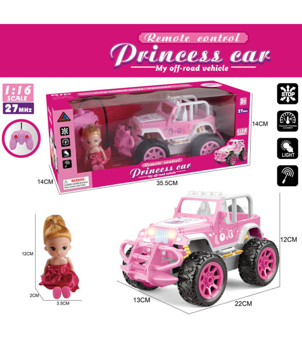 REMOTE-CONTROLLED JEEP, 4 DIRECTIONS, WITH A DOLL