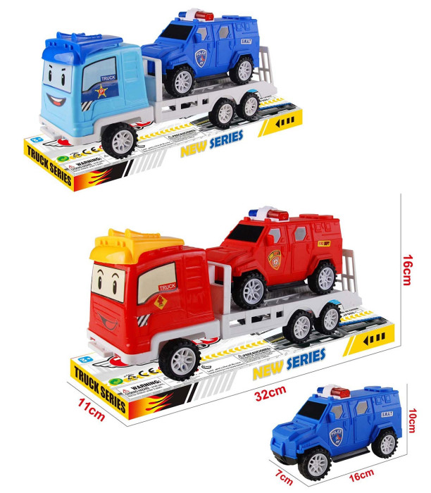 CAMION CU ÎNCĂRCĂTOR, MAȘINĂ DE POLIȚIE, JEEP, 32 CM