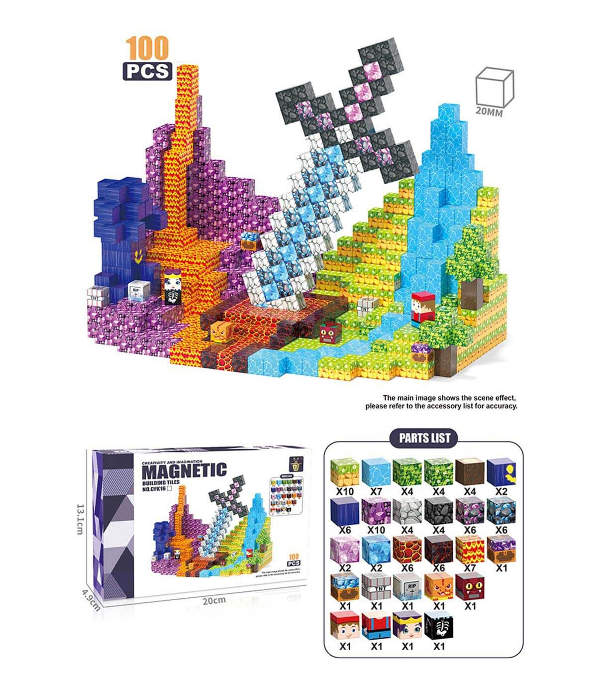 CONSTRUCTOR MAGNETIC 100 DE PIESE MINECRAFT