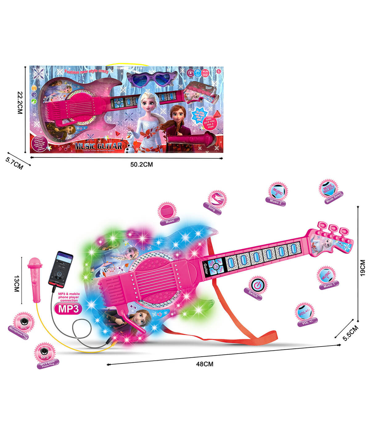 CHIARĂ ELECTRICĂ LUMINOASĂ CU MICROFON MP3 REGATUL DE GHEAȚĂ