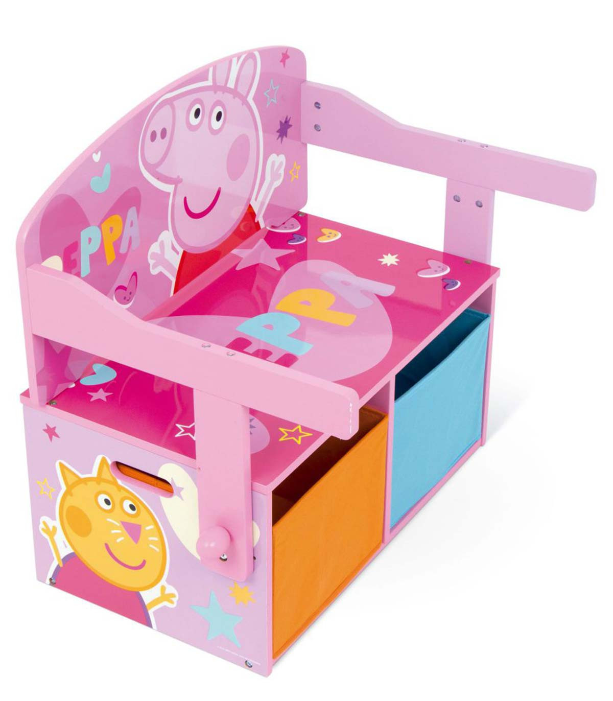 BANCĂ/BIROU/ORGANIZATOR DIN LEMN 3 ÎN 1 PEPPA