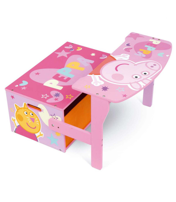BANCĂ/BIROU/ORGANIZATOR DIN LEMN 3 ÎN 1 PEPPA