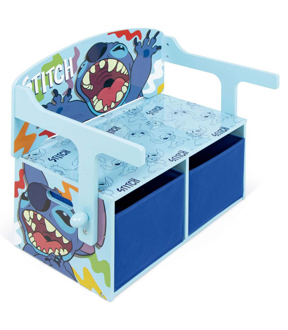 3-în-1 BANCĂ DIN LEMN/BIROU/ORGANIZATOR STITCH