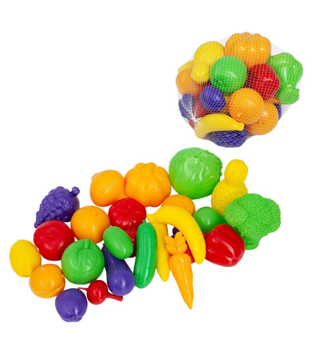 SET MARE DE FRUCTE ȘI LEGUME DIN PLASTIC ÎN PLASĂ