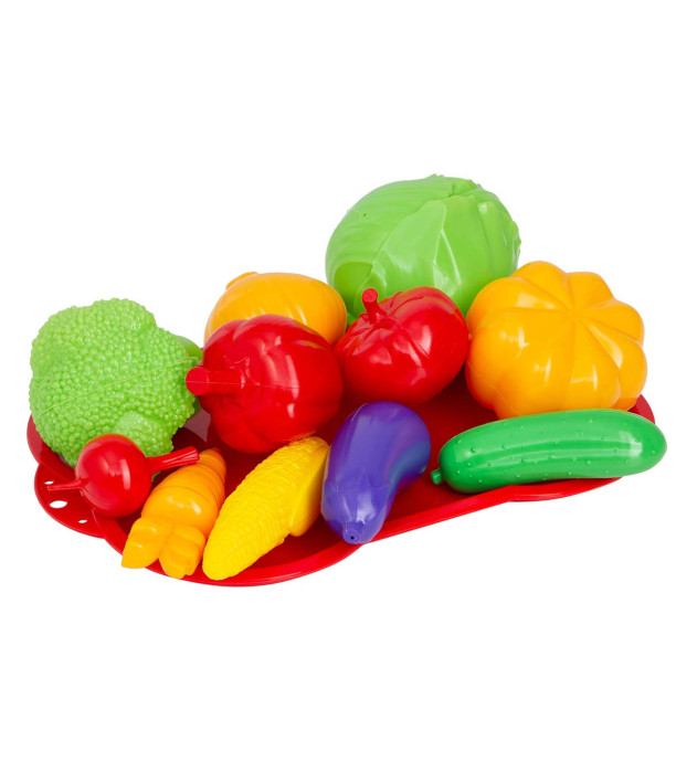 Tavă cu legume din plastic, 11 bucăți, în plasă