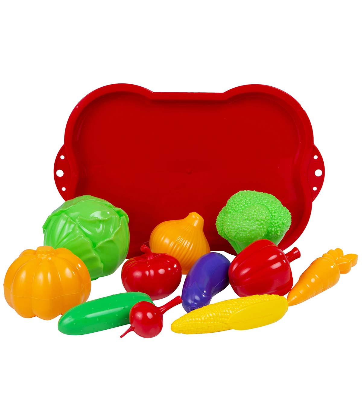 Tavă cu legume din plastic, 11 bucăți, în plasă