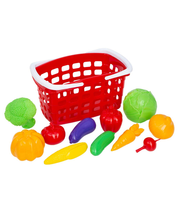 LARGE CHILDREN'S BASKET WITH VEGETABLES 11 PCS IN NET