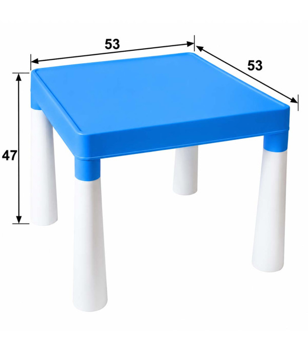 CHILDREN'S TABLE WITH 2 CHAIRS, BLUE/WHITE