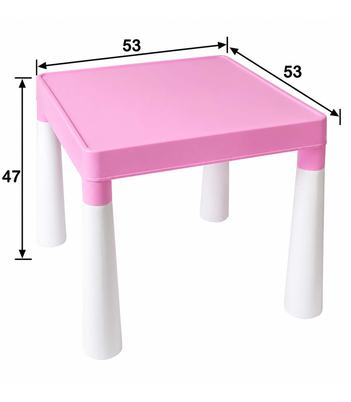 CHILDREN'S TABLE WITH 2 CHAIRS, PINK/WHITE