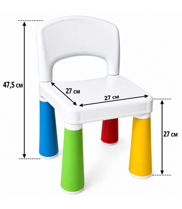CHILDREN'S TABLE WITH 2 CHAIRS, COLORFUL ENGLISH ALPHABET