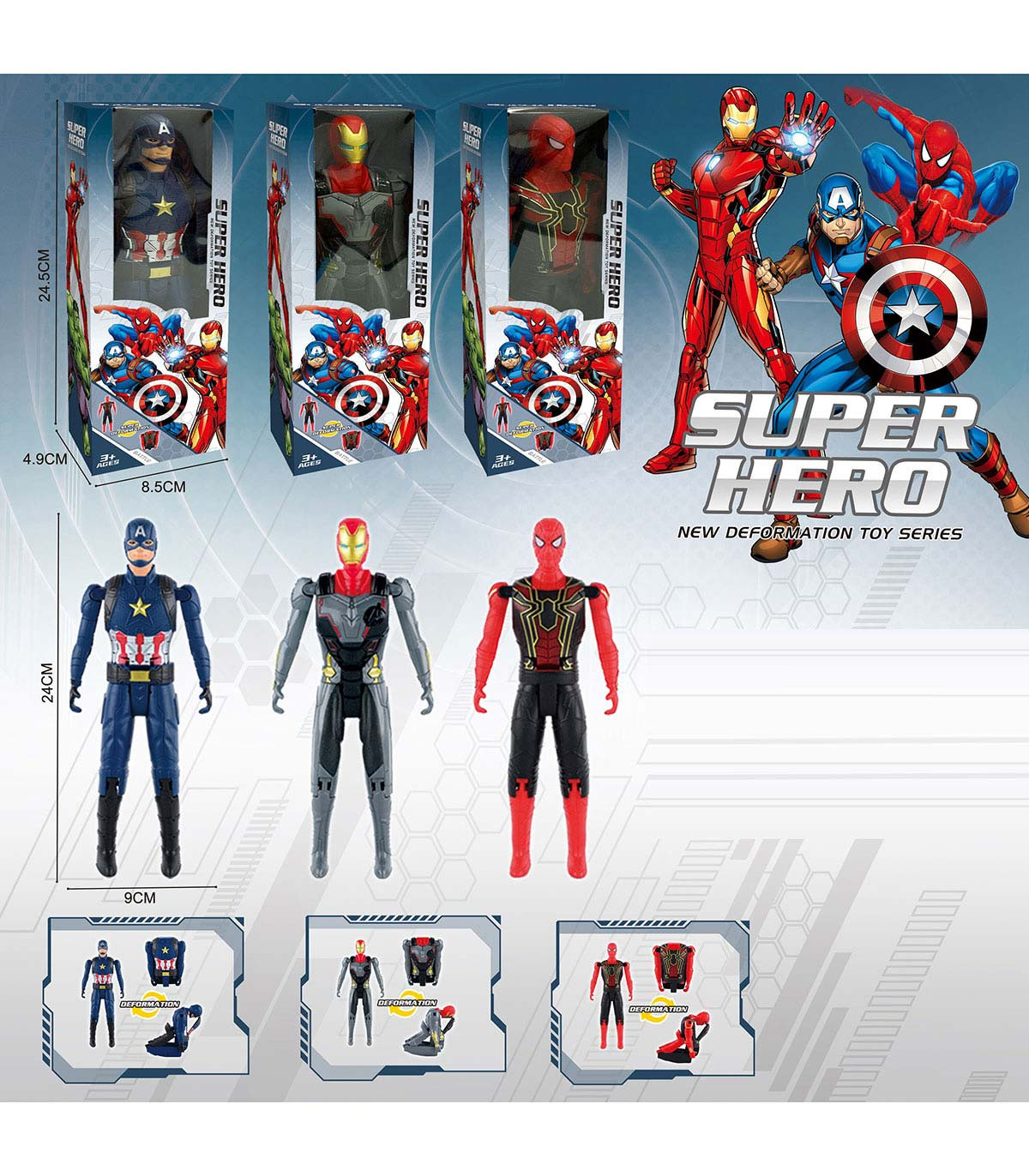 SUPERHERO IN A BOX 24 CM, 3 TYPES