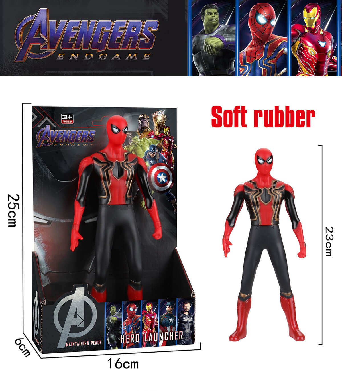 RUBBER SPIDER FIGURE 23 CM IN OPEN BOX