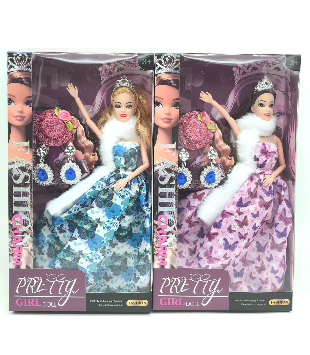 DOLL WITH FLUFFY SCARF, HAT, AND EARRINGS